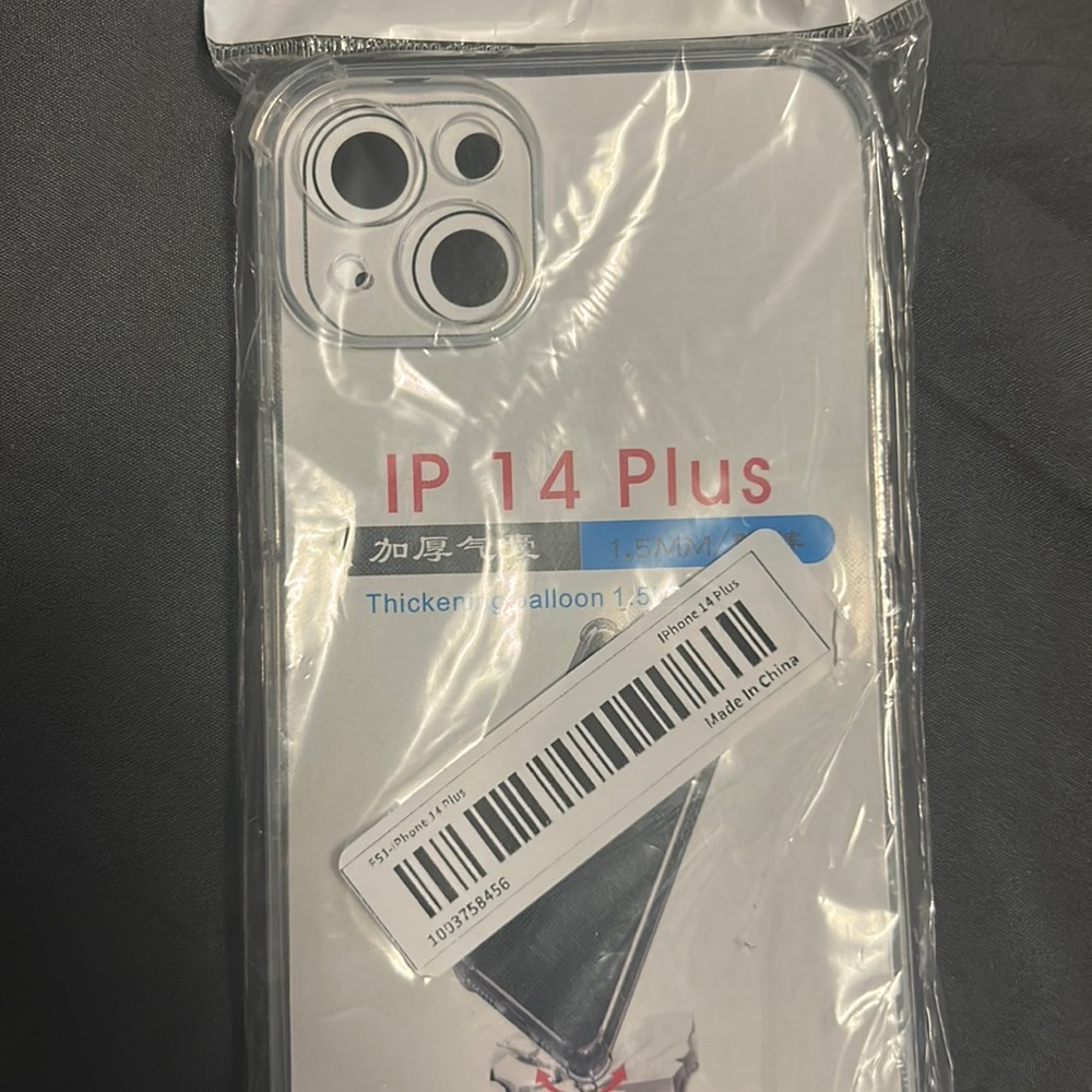 Clear iPhone 14 plus case plus charger cord